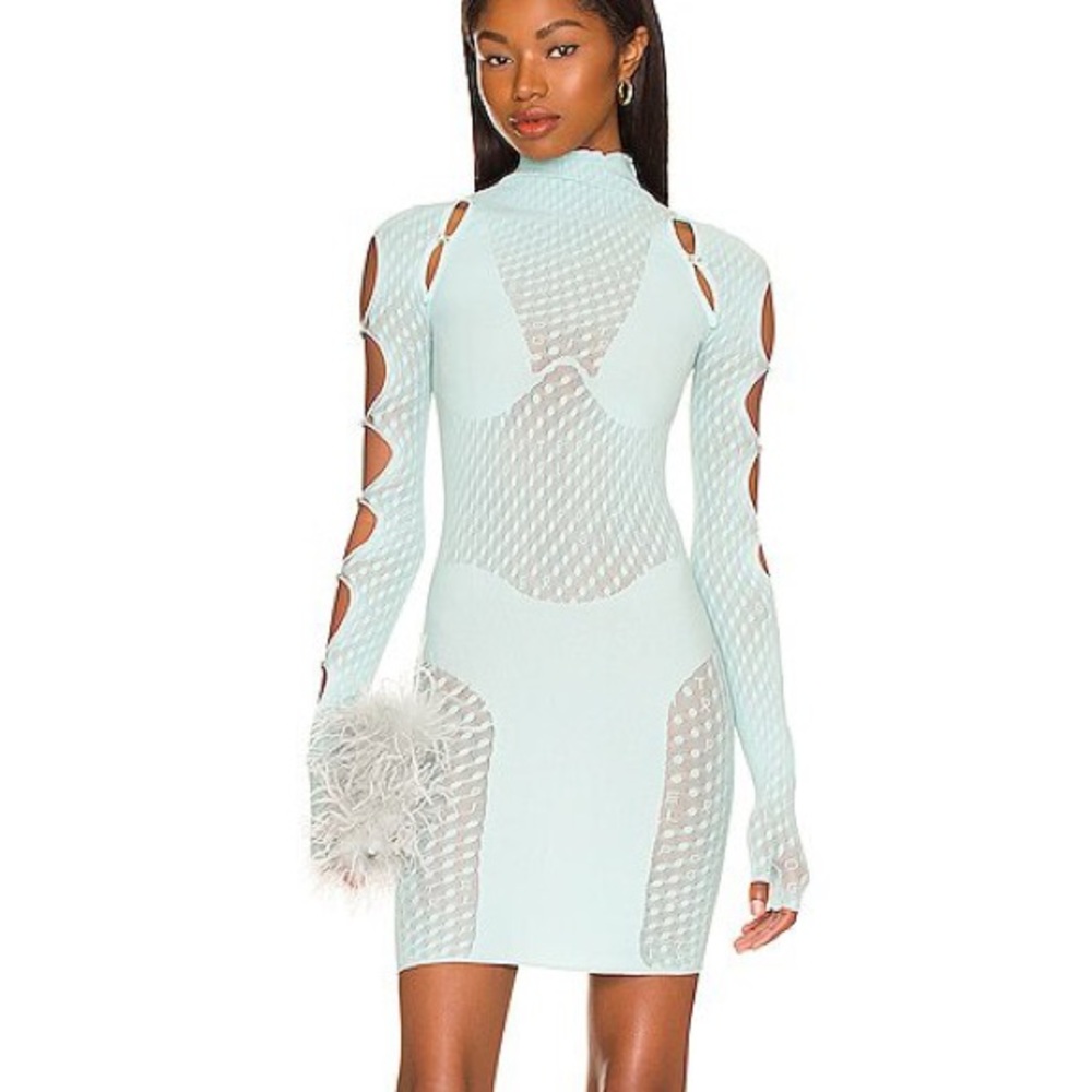 original poster girl dress in soft turquoise